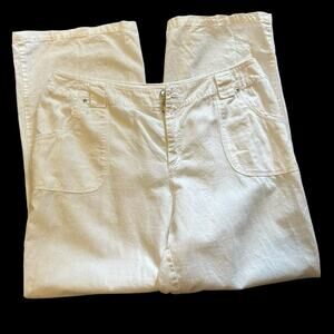Dress Barn Linen Blend Chino Pants SZ 14 Wide Legs Office Siren Beach Resort